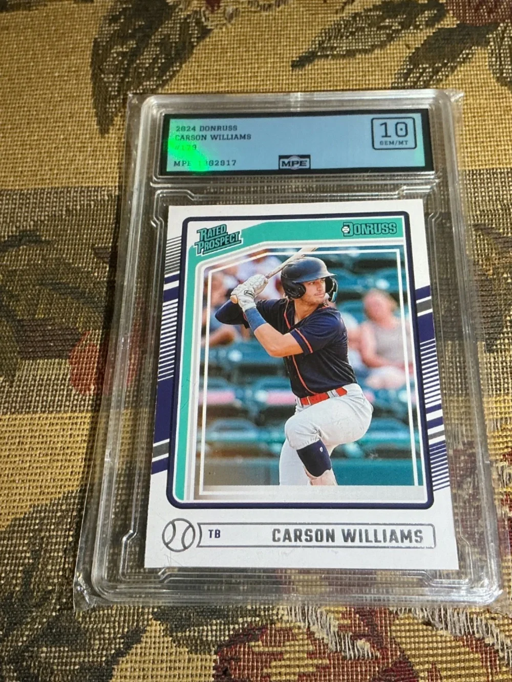 2024 Panini Donruss 179 Carson Williams Graded rookie Rated prospect MPE 10